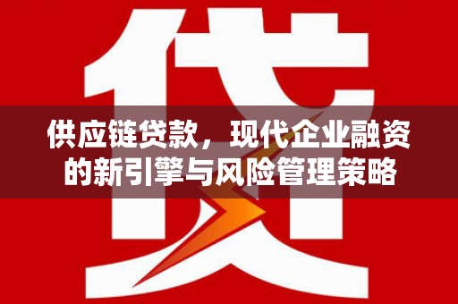 木垒供应链贷款，现代企业融资的新引擎与风险管理策略