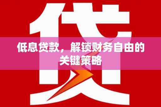 木垒低息贷款，解锁财务自由的关键策略