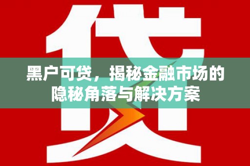 木垒黑户可贷，揭秘金融市场的隐秘角落与解决方案