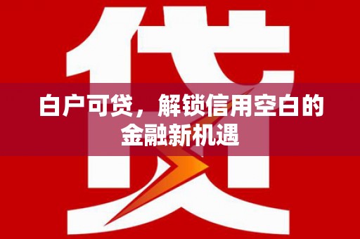木垒白户可贷，解锁信用空白的金融新机遇