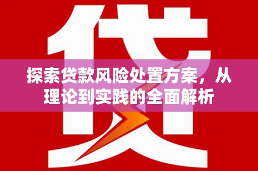 木垒探索贷款风险处置方案，从理论到实践的全面解析